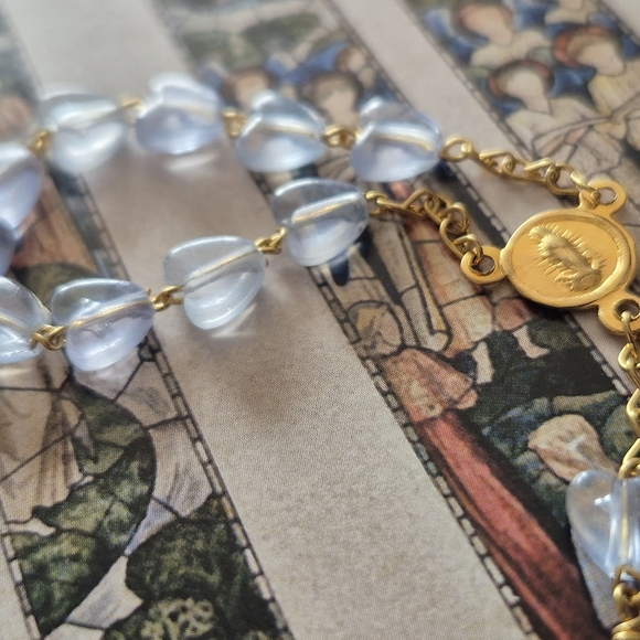 Rosary - Mini Rosarynone Deacada With Blue Hearted Beads - Picture 8 of 8